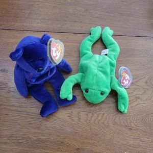 Beanie Baby Fairytale Duo (Bear & Frog) VTG